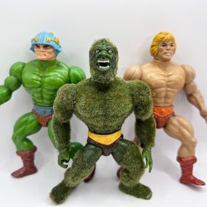 Vintage 1981 Masters of the Universe MOTU Man-At-Arms, Moss Man & He Man Figures